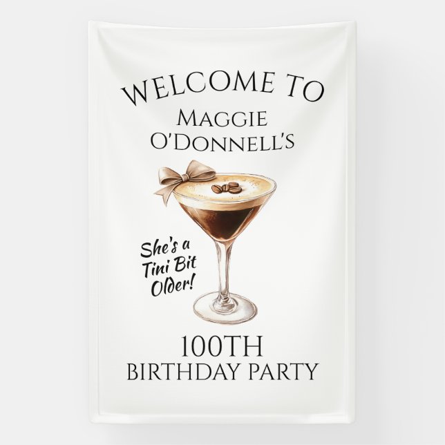 Birthday Party Banner 100th Espresso Martini (Vertical)