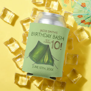 Birthday Party Bash Camp Tent Sleepover Camping Can Cooler