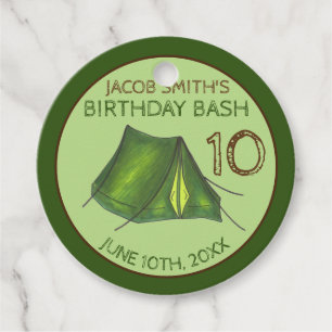 Birthday Party Bash Camp Tent Sleepover Camping Favour Tags