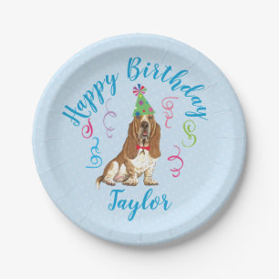 Birthday Party Basset Hound Paper Plate