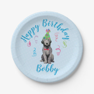 Birthday Party Bedlington Terrier Paper Plate