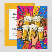 Birthday Party Beer Toast in Pop Art