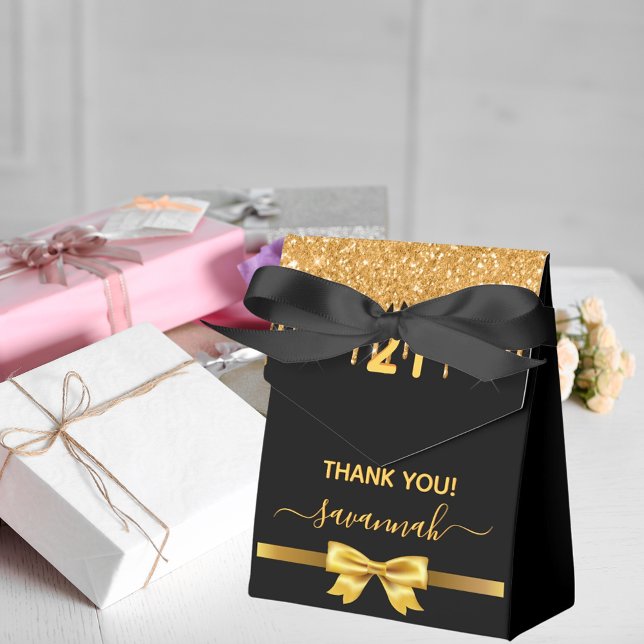 Birthday party black glitter sparkle thank you favour box (Creator Uploaded)