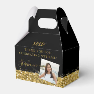 Birthday Party Black Gold Glitter Confetti Photo F Favour Box