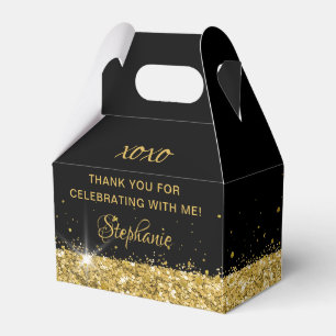 Birthday Party Black Gold Glitter Dust Favour Box