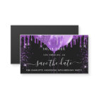 Birthday party black purple save the date magnet