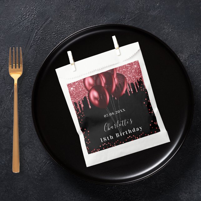 Birthday party black red glitter balloons favour bags (Creator Uploaded)