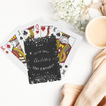 Birthday party black silver glitter dust name playing cards<br><div class="desc">Girly and trendy playing cards for a 50th (or any age)  birthday party. A classic black background decorated with faux silver glitter dust. Personalise and add a date,  name and age 50. The name is written with a modern hand lettered style script. Perfect for party games or as favours.</div>