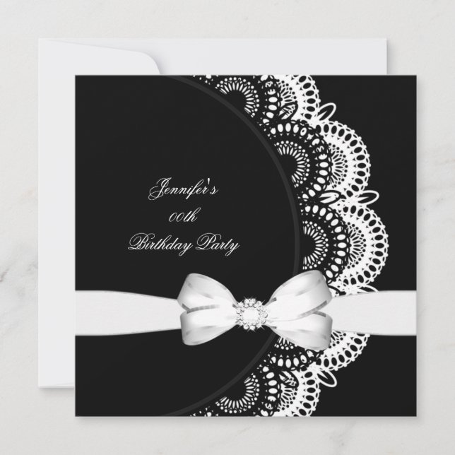 Birthday Party Black White Diamond Image Invitation (Front)