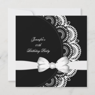 Birthday Party Black White Diamond Image Invitation