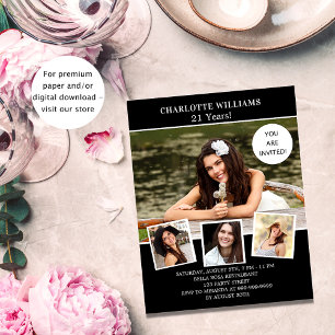 Birthday party black white photo budget invitation flyer