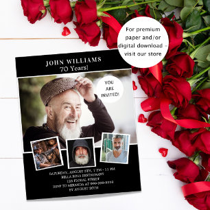 Birthday party black white photo budget invitation flyer