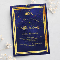Birthday party blue gold year birth