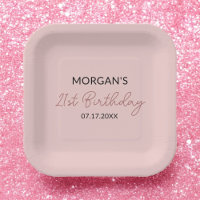 Birthday Party Blush Pink Cute Name