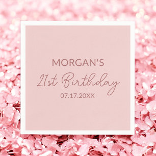 Birthday Party Blush Pink Name Napkin