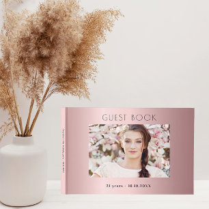 Birthday party blush pink photo collage guest book