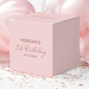 Birthday Party Blush Pink Thank You Name Favour Box