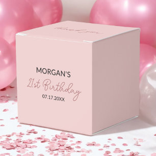 Birthday Party Blush Pink Thank You Name Favour Box