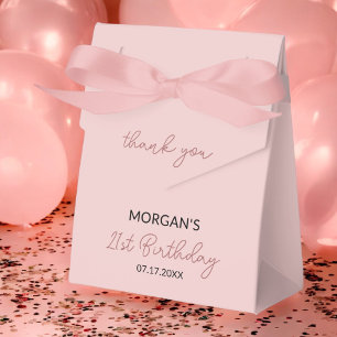 Birthday Party Blush Pink Thank You Name Favour Box