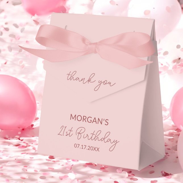 Birthday Party Blush Pink Thank You Name Favour Box (Creator Uploaded)