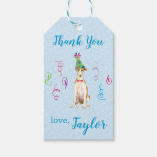 Birthday Party Borzoi Thank You Gift Tags