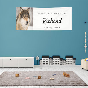 Birthday party boy wolf photo cute animal banner