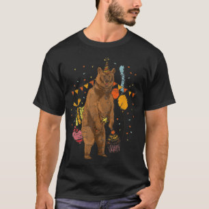 Birthday Party Brown Bear Forest Animal Lover Bear T-Shirt