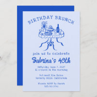 Birthday Party Buffet Table Hand Drawn Custom