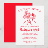 Birthday Party Buffet Table Hand Drawn Custom