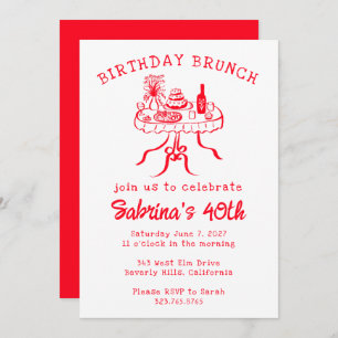 Birthday Party Buffet Table Hand Drawn Custom Invitation
