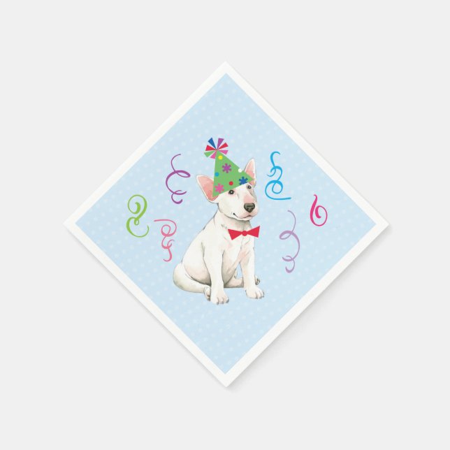 Birthday Party Bull Terrier Napkin (Corner)
