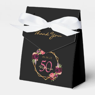 Birthday party burgundy gold geometric florals favour box