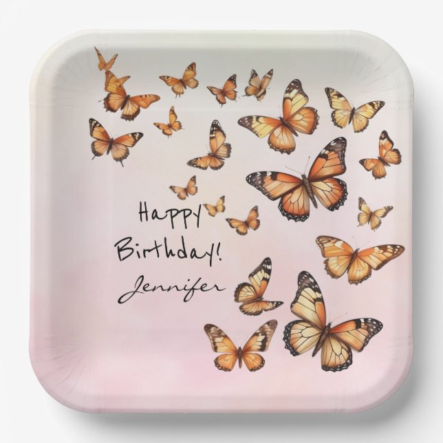 Birthday Party Butterfly Paper Plate (Front)