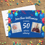 Birthday Party By Mail, 2 Photo, Any Age, Balloons Postcard<br><div class="desc">Celebrate a special birthday by mail or virtually with this fun postcard featuring 2 photos framed by colourful balloons. Perfect for any age birthday as you can easily change the year. The backside features instructions on where to send birthday cards to celebrate the big day - or add instructions for...</div>