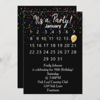 Birthday Party Calendar with Confetti