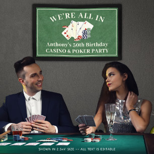 Birthday Party Casino Poker Vegas Personalised Banner