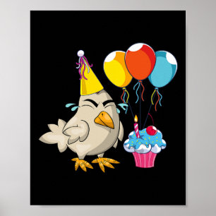 Birthday Party Celebration Cupcake Funny Farm Anim Poster