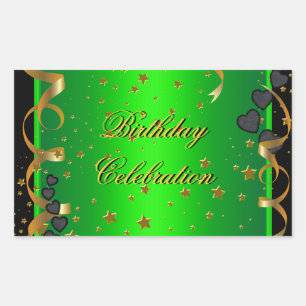 Birthday Party Celebration Lime Green Rectangular Sticker