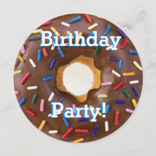 Birthday Party Chocolate with Sprinkles Doughnut Invitation