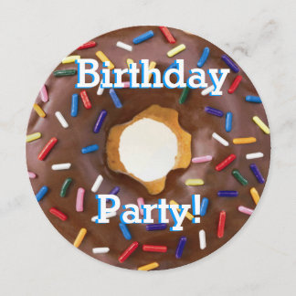 Birthday Party Chocolate with Sprinkles Doughnut Invitation