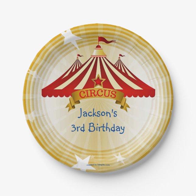 Birthday Party Circus Tent Paper Plate (Front)