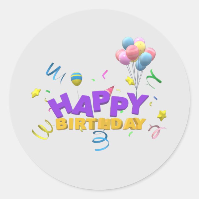 Birthday Party Classic Round Sticker (Front)