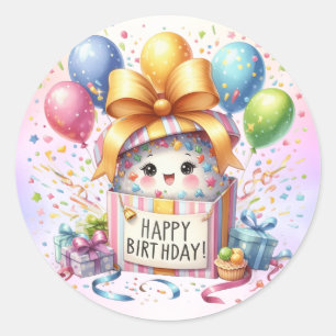 Birthday Party Colorful Balloons Gift Pink Cute Classic Round Sticker