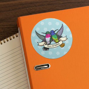Birthday Party Colourful Hummingbirds Cartoon Classic Round Sticker