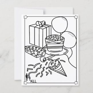 birthday party colouring pages