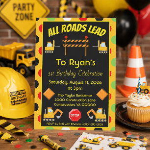 Birthday Party Construction Truck Invitation