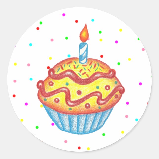 Birthday Party Cupcake Stickers (Front)