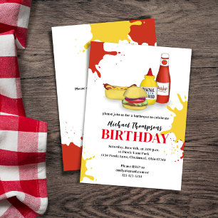 Birthday Party Custom Outdoor BBQ  Invitation