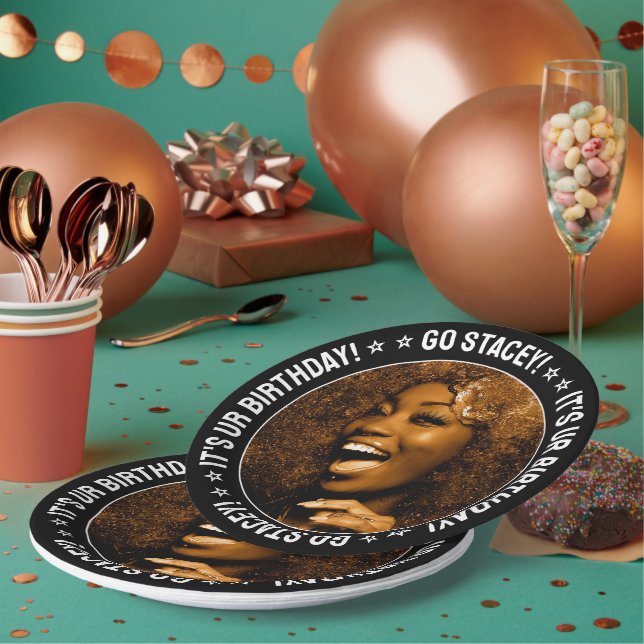 Birthday Party Custom Photo and Text Personalized Paper Plate (Multi)