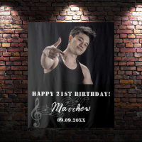 Birthday party custom photo black white music guy